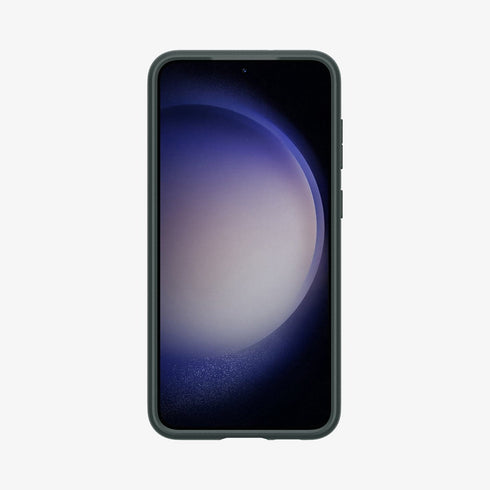 ACS05639 - Galaxy S23 Ultra Case Optik Armor in black showing the back with lens protector slot open